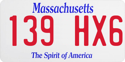 MA license plate 139HX6