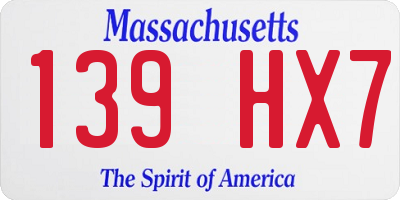 MA license plate 139HX7