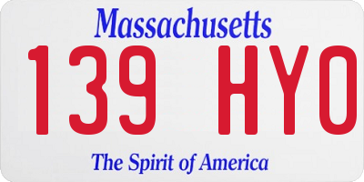 MA license plate 139HY0