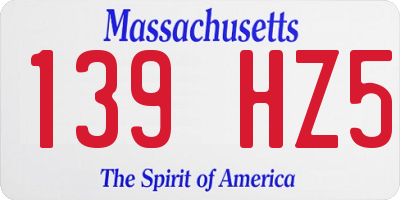 MA license plate 139HZ5