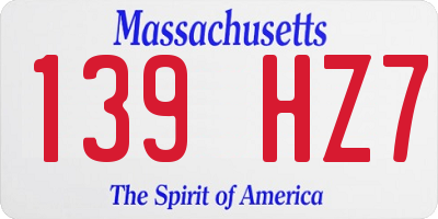 MA license plate 139HZ7