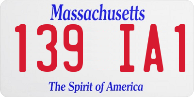 MA license plate 139IA1