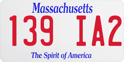 MA license plate 139IA2