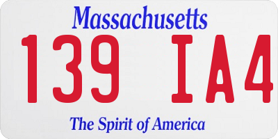 MA license plate 139IA4