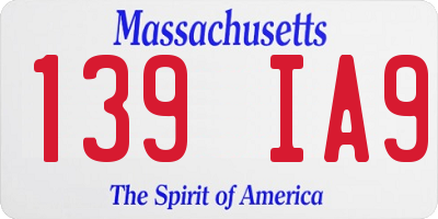 MA license plate 139IA9