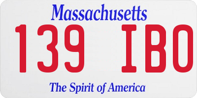 MA license plate 139IB0