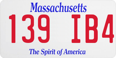 MA license plate 139IB4