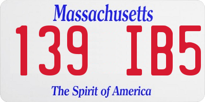 MA license plate 139IB5