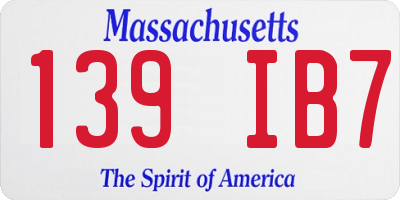 MA license plate 139IB7