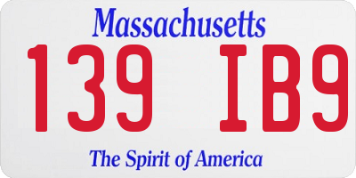 MA license plate 139IB9
