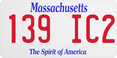 MA license plate 139IC2