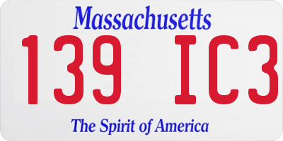 MA license plate 139IC3