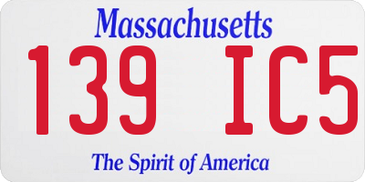 MA license plate 139IC5