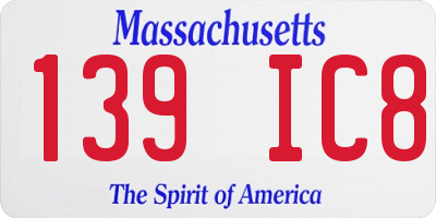 MA license plate 139IC8