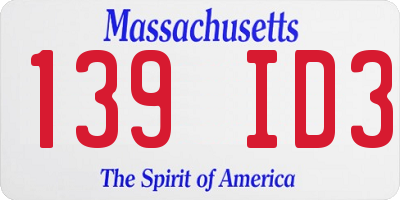 MA license plate 139ID3
