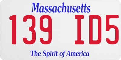 MA license plate 139ID5
