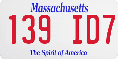 MA license plate 139ID7