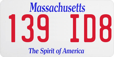 MA license plate 139ID8