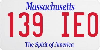 MA license plate 139IE0