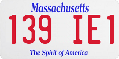 MA license plate 139IE1