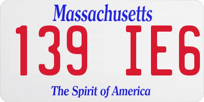 MA license plate 139IE6