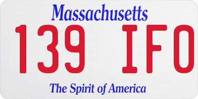 MA license plate 139IF0
