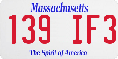MA license plate 139IF3