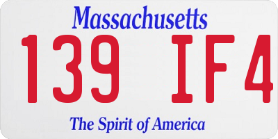 MA license plate 139IF4