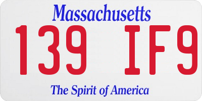 MA license plate 139IF9