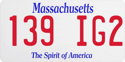 MA license plate 139IG2