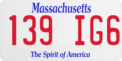 MA license plate 139IG6