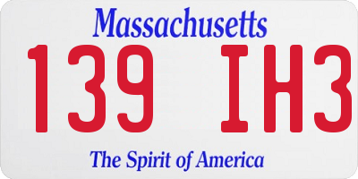 MA license plate 139IH3