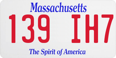 MA license plate 139IH7
