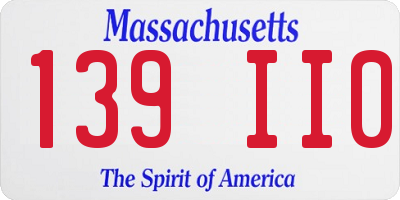 MA license plate 139II0