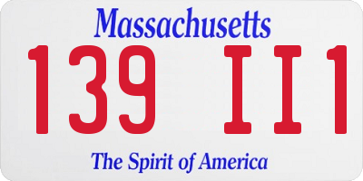 MA license plate 139II1