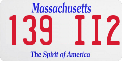 MA license plate 139II2