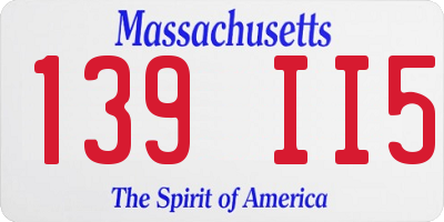 MA license plate 139II5