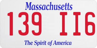 MA license plate 139II6