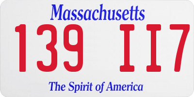 MA license plate 139II7