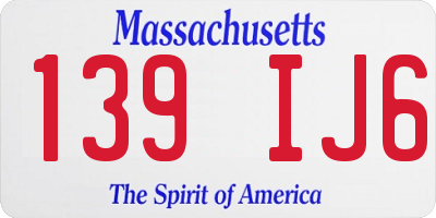 MA license plate 139IJ6