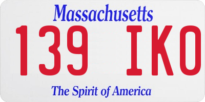 MA license plate 139IK0