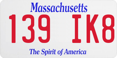 MA license plate 139IK8
