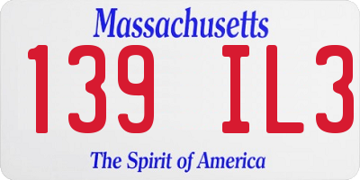 MA license plate 139IL3