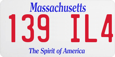 MA license plate 139IL4