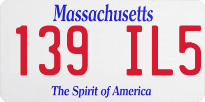 MA license plate 139IL5