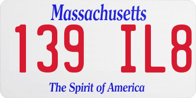 MA license plate 139IL8