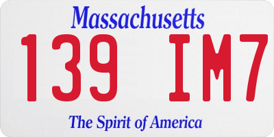 MA license plate 139IM7