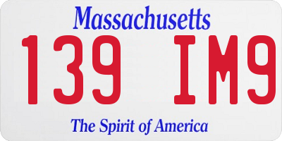 MA license plate 139IM9