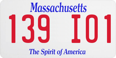 MA license plate 139IO1