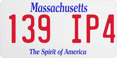 MA license plate 139IP4